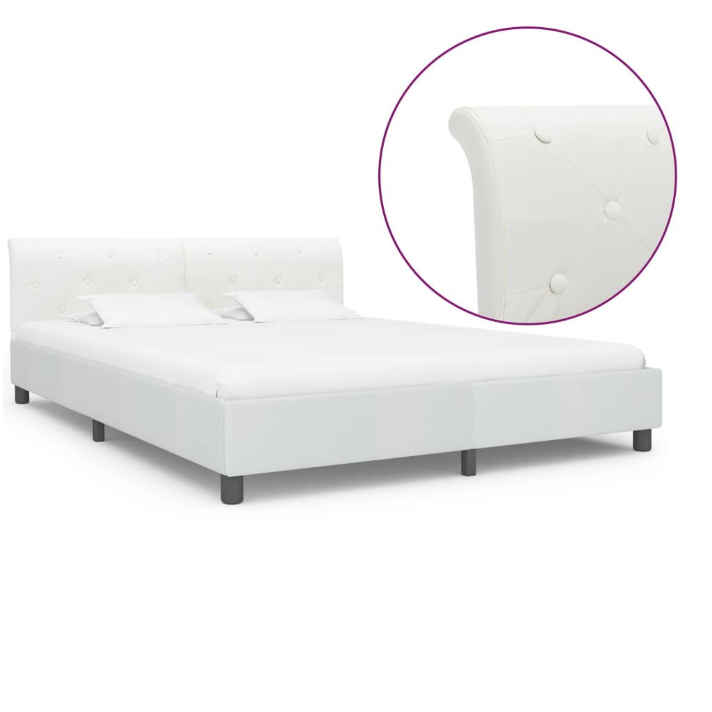 vidaXL Cadre de lit blanc en similicuir 180x200 cm