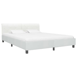 vidaXL Cadre de lit blanc en similicuir 180x200 cm