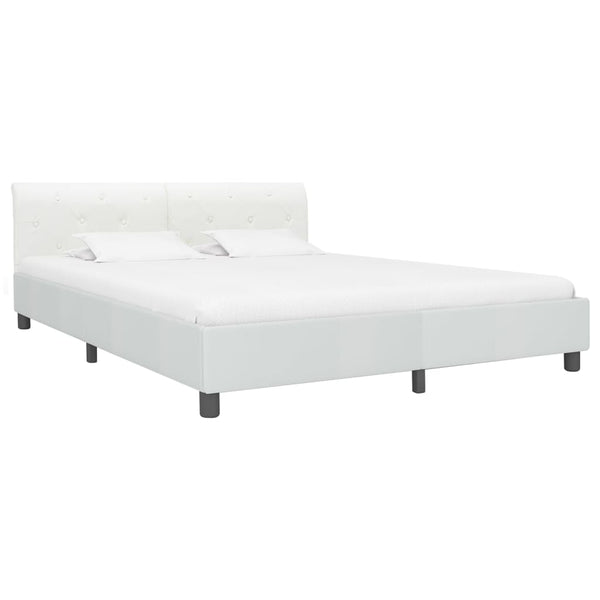 vidaXL Cadre de lit blanc en similicuir 180x200 cm