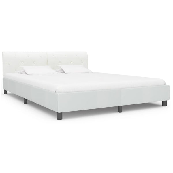 vidaXL Cadre de lit blanc en similicuir 180x200 cm