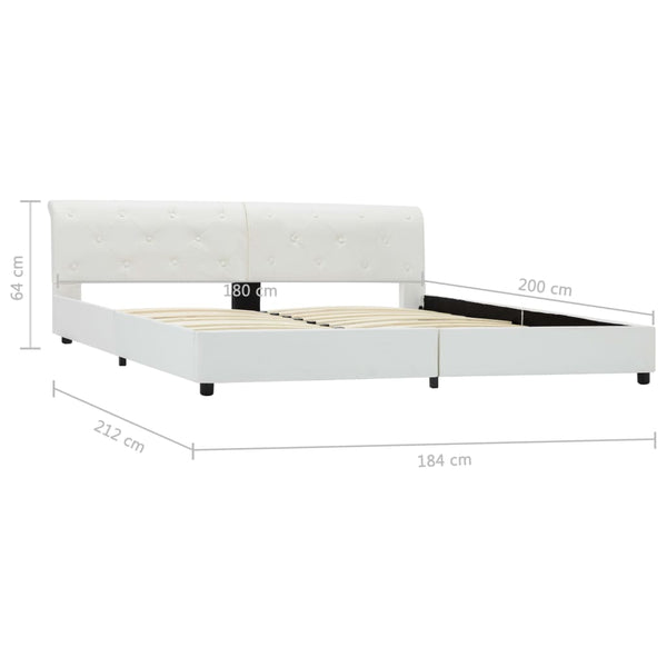 vidaXL Cadre de lit blanc en similicuir 180x200 cm
