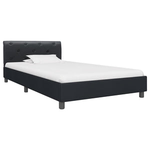 Bettgestell Schwarz Kunstleder 90 x 200 cm