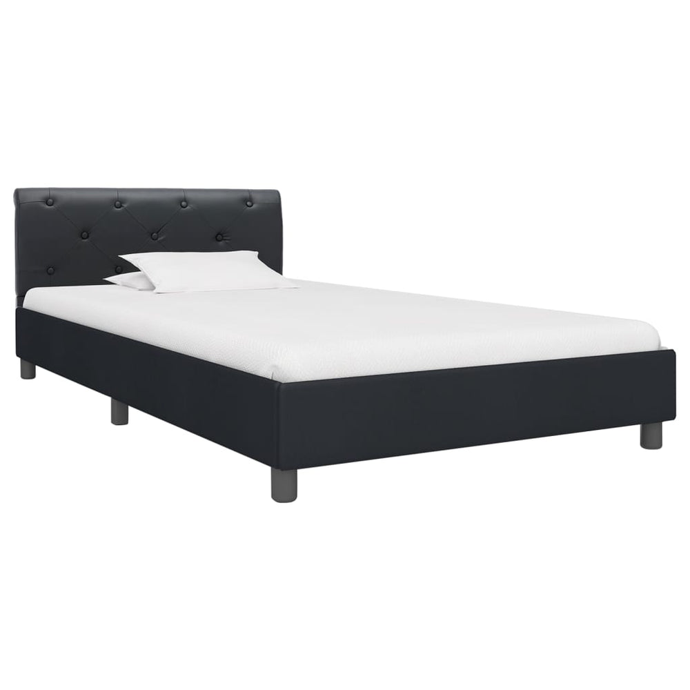 Bettgestell Schwarz Kunstleder 90 x 200 cm