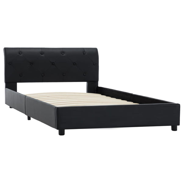 Bettgestell Schwarz Kunstleder 100 × 200 cm