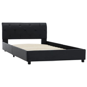 Bettgestell Schwarz Kunstleder 100 × 200 cm