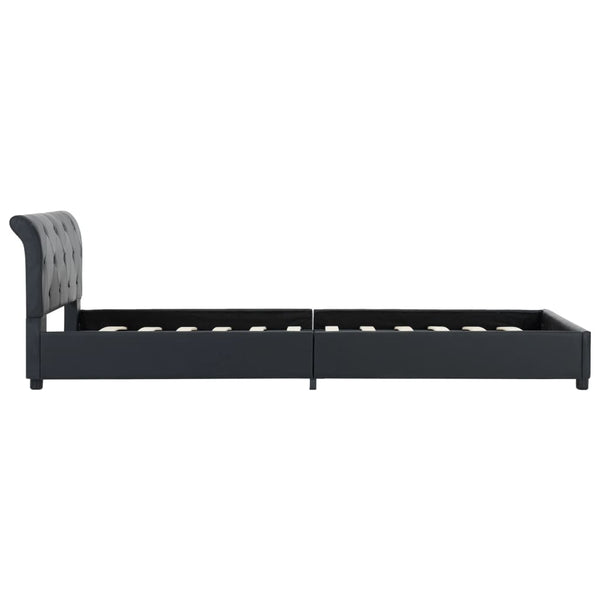 Bettgestell Schwarz Kunstleder 100 × 200 cm