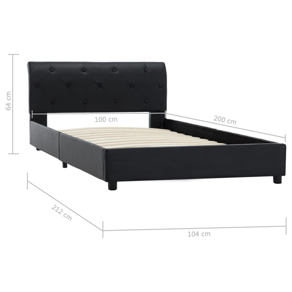 Bettgestell Schwarz Kunstleder 100 × 200 cm