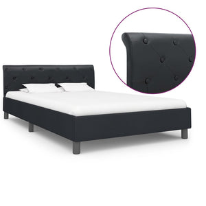Bettgestell Schwarz Kunstleder 120 x 200 cm