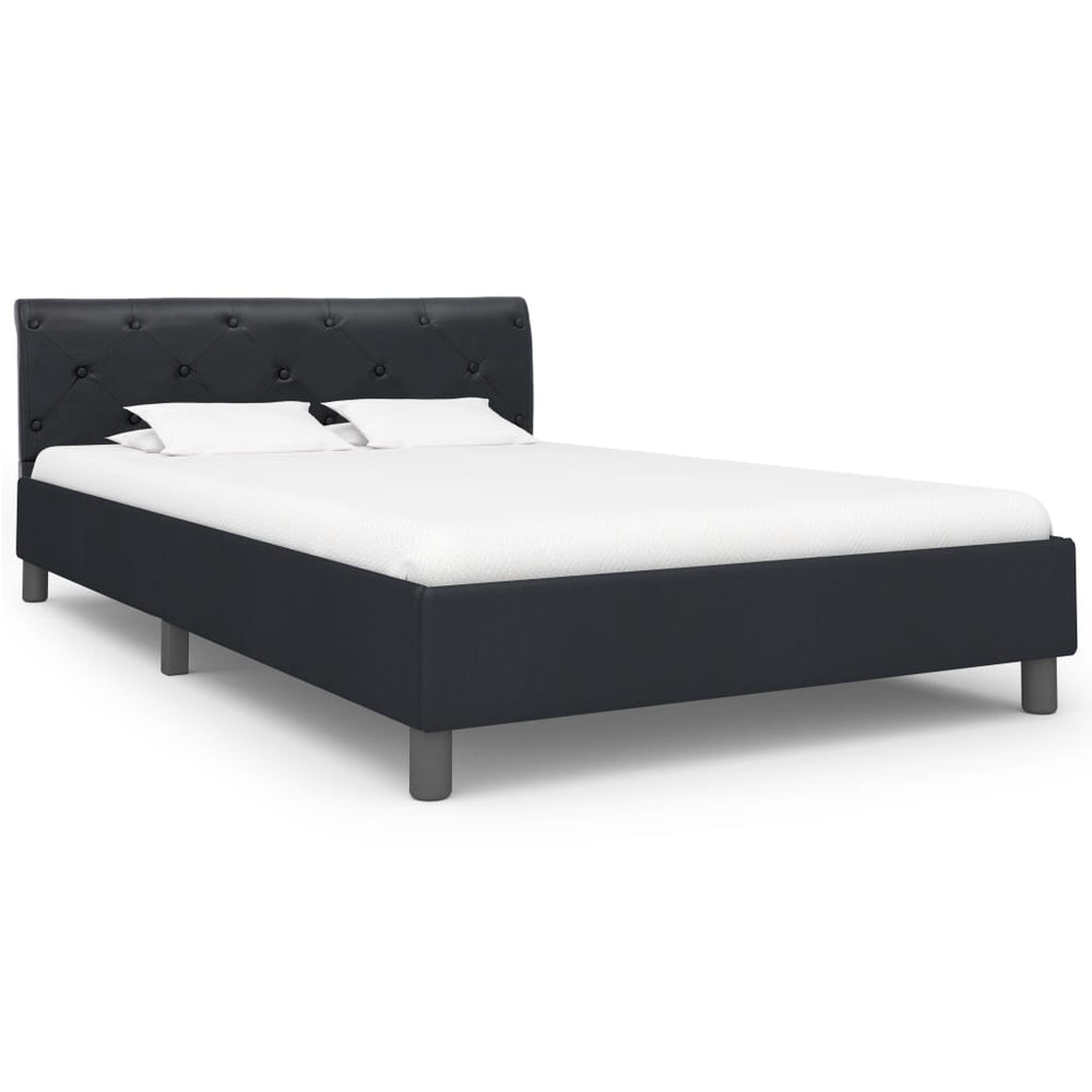 vidaXL Bed Frame Black Faux Leather 120 x 200 cm