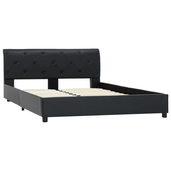 Bettgestell Schwarz Kunstleder 120 x 200 cm