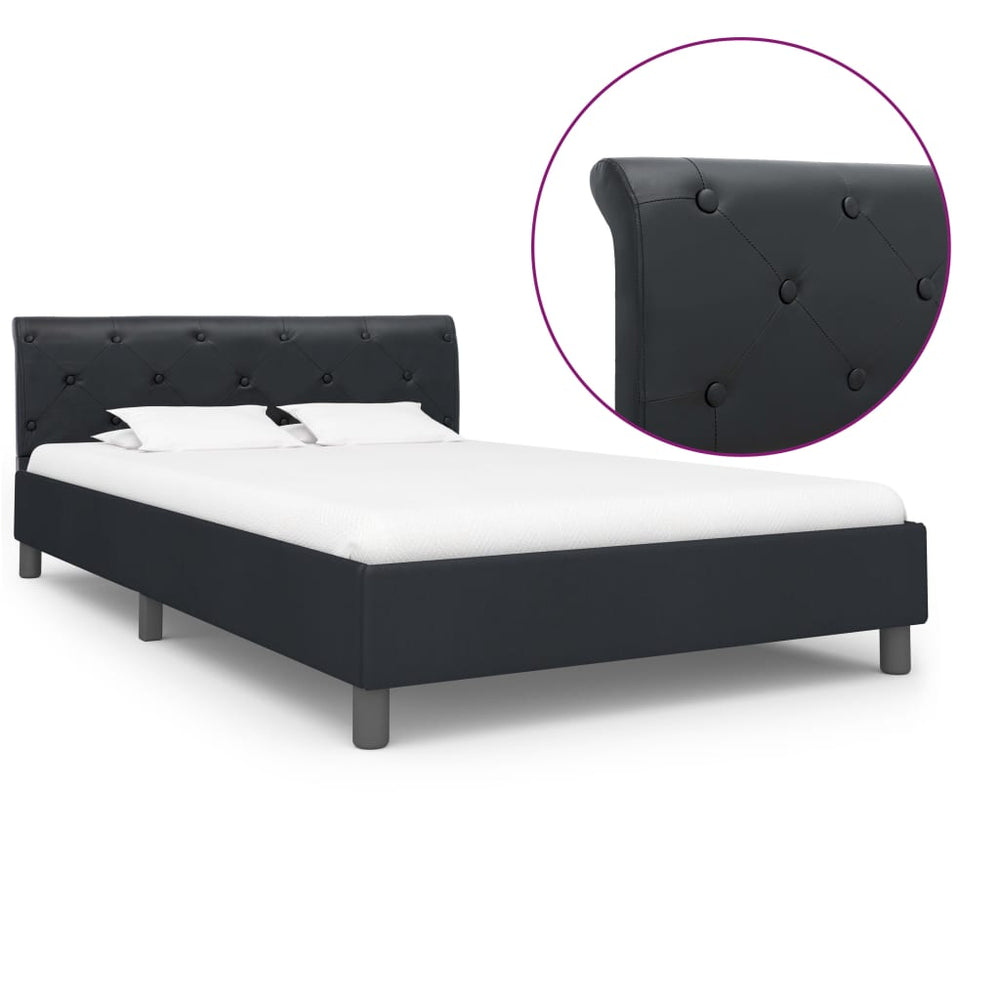 vidaXL Bed Frame Black Faux Leather 140 x 200 cm