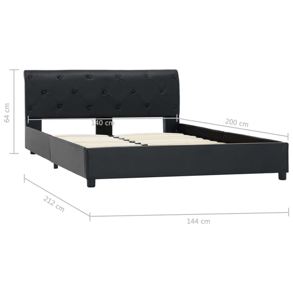 Bettgestell Schwarz Kunstleder 140 × 200 cm
