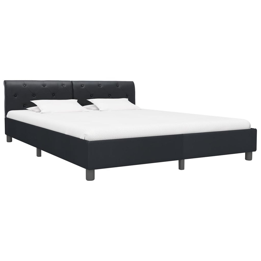 vidaXL Bed Frame Black Faux Leather 160 x 200 cm