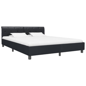 Bettgestell Schwarz Kunstleder 160 × 200 cm