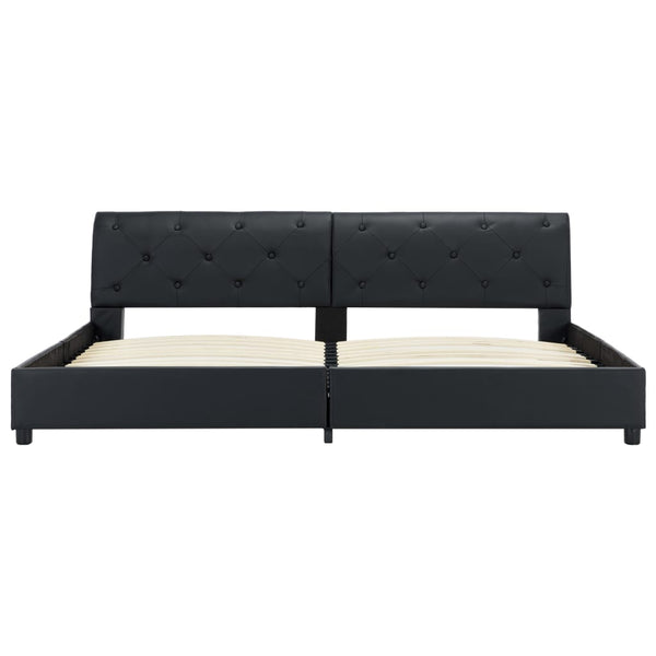 Bettgestell Schwarz Kunstleder 180 × 200 cm