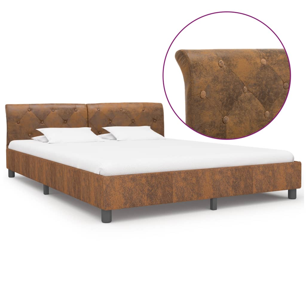Bettgestell Braun Wildleder-Optik 160 x 200 cm