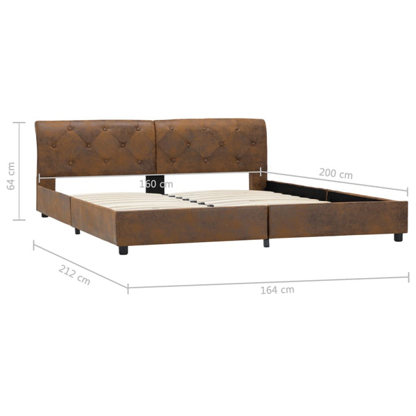 vidaXL Cadre de lit aspect daim marron 160 x 200 cm