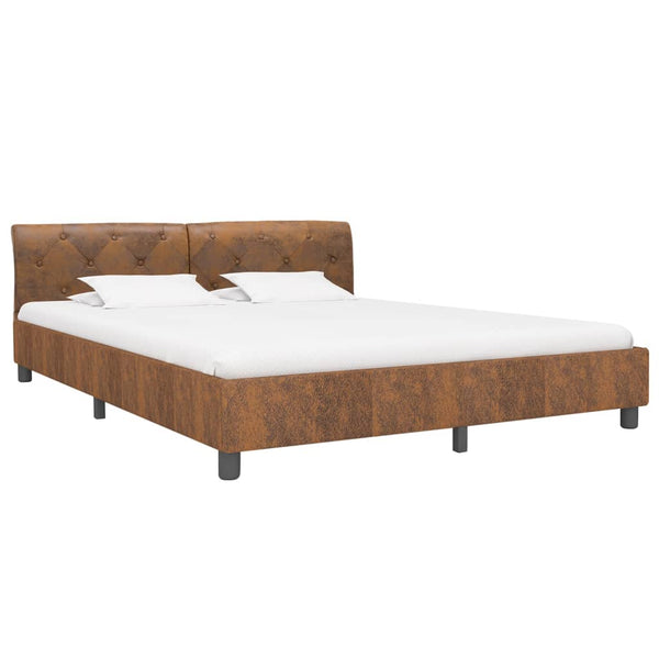 Bettgestell Braun Wildleder-Optik 180 × 200 cm
