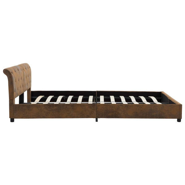 Bettgestell Braun Wildleder-Optik 180 × 200 cm