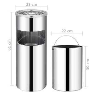 Mülleimer mit Aschenbecher Edelstahl 30L