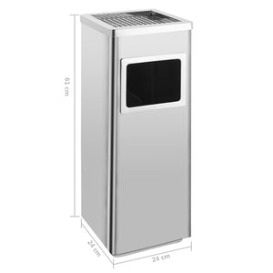 Edelstahl Mülleimer mit Aschenbecher 36L