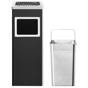 Mülleimer mit Aschenbecher Hotel Stahl Schwarz 36L