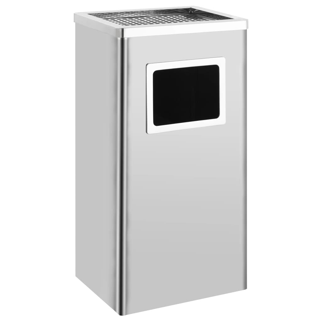 Edelstahl Mülleimer mit Aschenbecher 45L