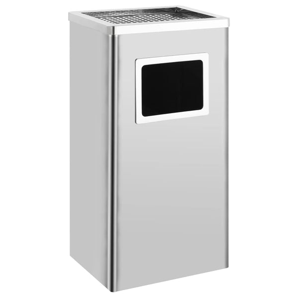 Edelstahl Mülleimer mit Aschenbecher 45L