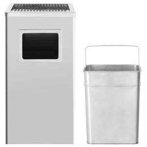 Edelstahl Mülleimer mit Aschenbecher 45L