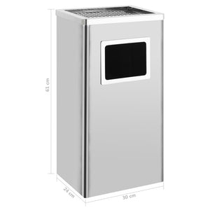 Edelstahl Mülleimer mit Aschenbecher 45L