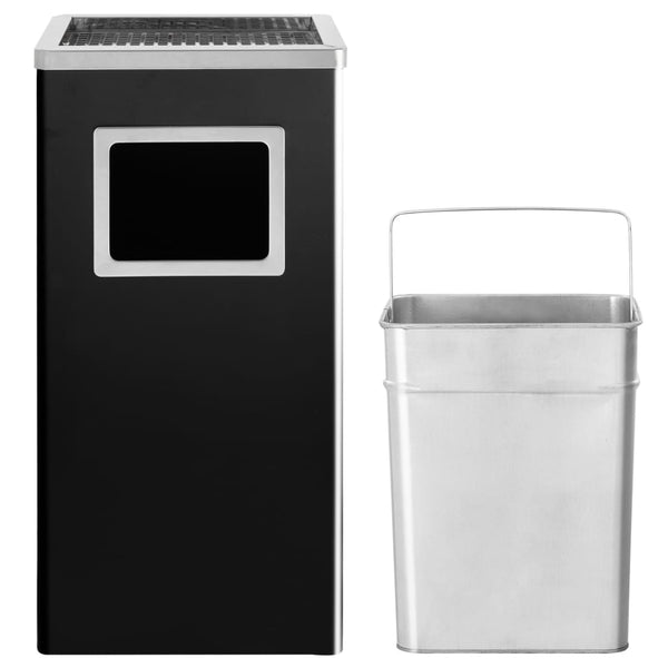 Mülleimer mit Aschenbecher Hotel Stahl Schwarz 45L