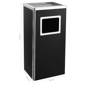 Mülleimer mit Aschenbecher Hotel Stahl Schwarz 45L