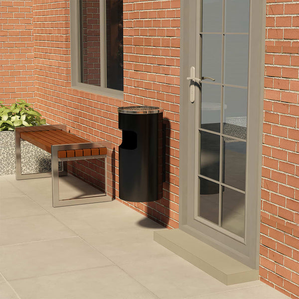 Wandaschenbecher Stahl Schwarz 26L