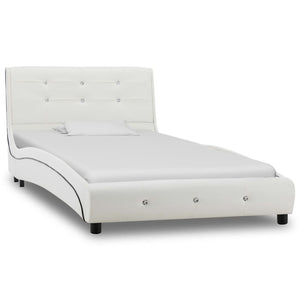 vidaXL Lit avec matelas à mémoire de forme blanc similicuir 90×200 cm