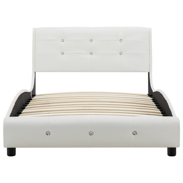 vidaXL Lit avec matelas à mémoire de forme blanc similicuir 90×200 cm