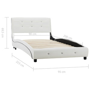 vidaXL Lit avec matelas en similicuir blanc 90 x 200 cm