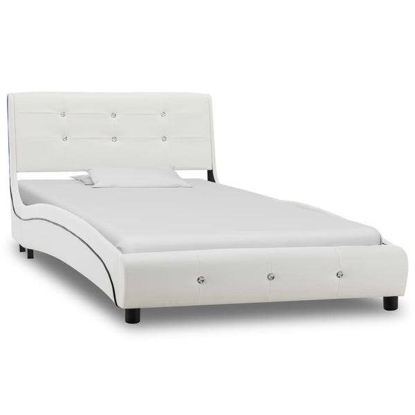 vidaXL Lit avec matelas en similicuir blanc 90 x 200 cm
