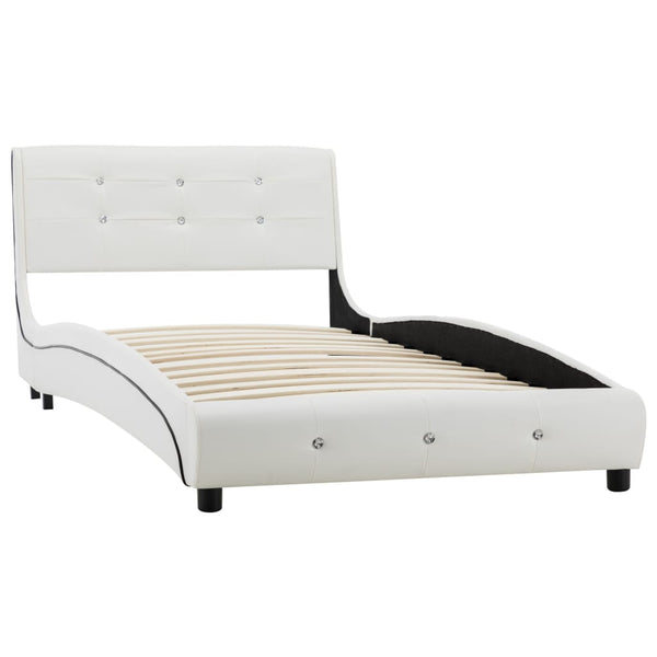 vidaXL Lit avec matelas en similicuir blanc 90 x 200 cm
