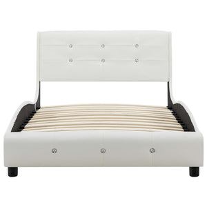 vidaXL Lit avec matelas en similicuir blanc 90 x 200 cm