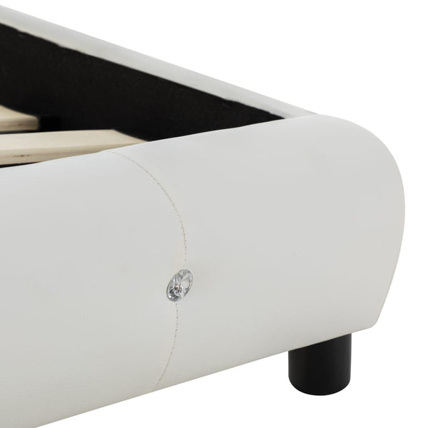 vidaXL Lit avec matelas en similicuir blanc 90 x 200 cm