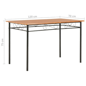 7-tlg. Essgruppe MDF und Stahl Braun