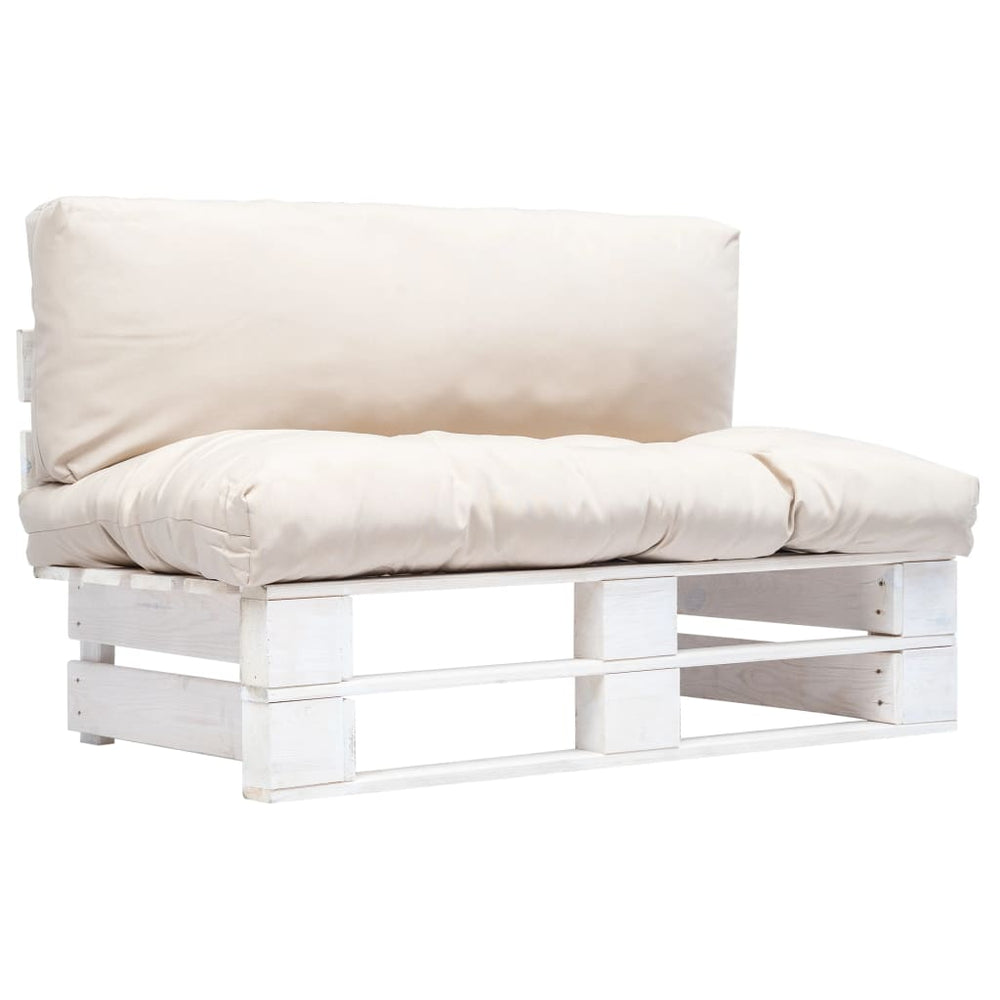 vidaXL Outdoor Pallet Sofa with Sand Cushions Pine Wood