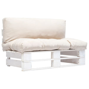 Outdoor-Sofa Paletten mit Kissen in Sandfarben Kiefernholz