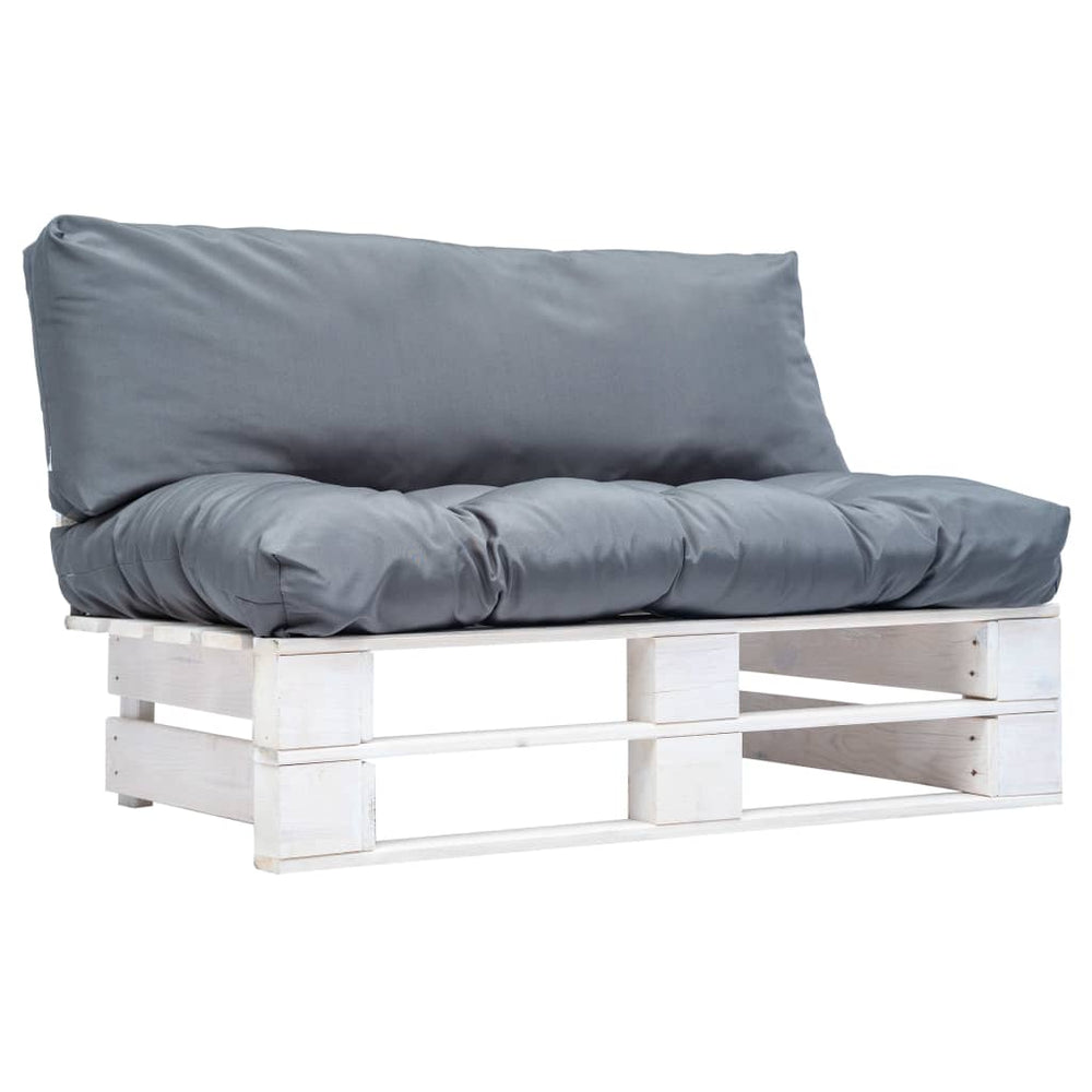 vidaXL Outdoor Pallet Sofa with Grey Cushions Pine Wood