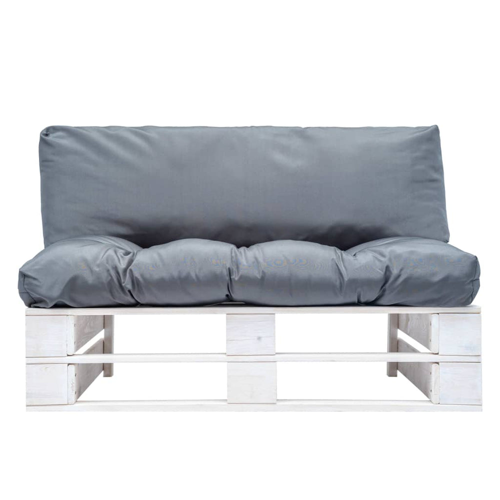 vidaXL Outdoor Pallet Sofa with Grey Cushions Pine Wood