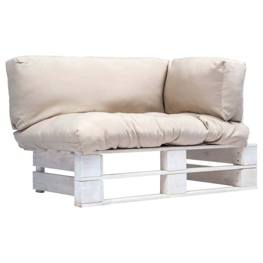 vidaXL Garden Pallet Sofa with Sand-Colored Cushions Pine Wood