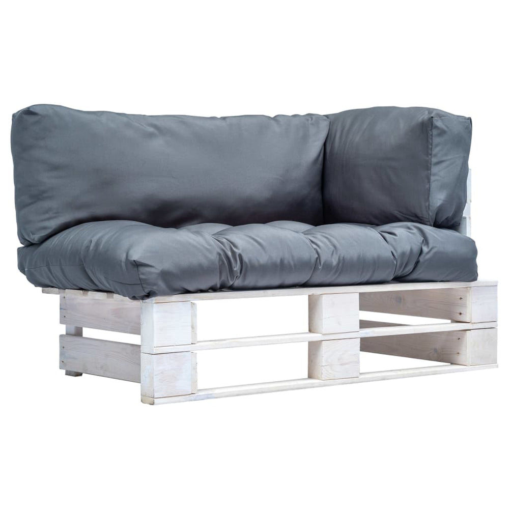 vidaXL Garden Pallet Sofa with Grey Cushions Pine Wood