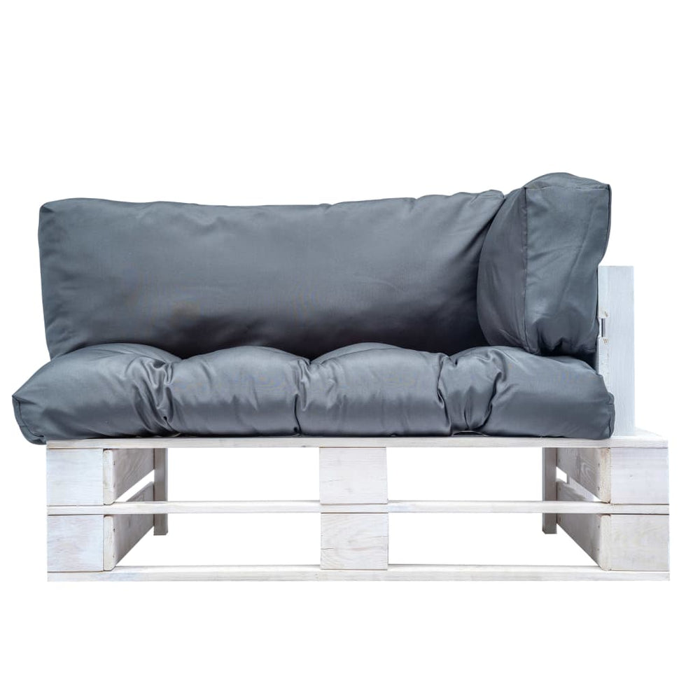 vidaXL Garden Pallet Sofa with Grey Cushions Pine Wood