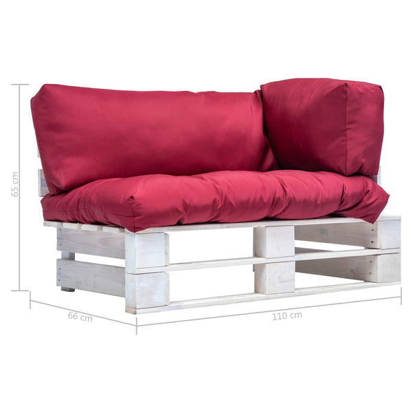 Garten-Palettensofa mit Kissen in Rot Kiefernholz