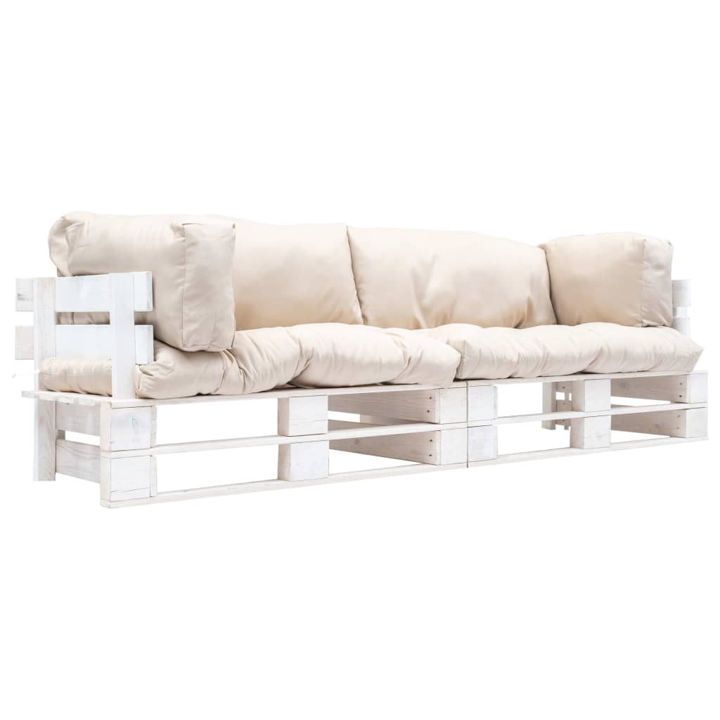 vidaXL Ensemble de 2 canapés de jardin palette avec coussins de couleur sable en pin